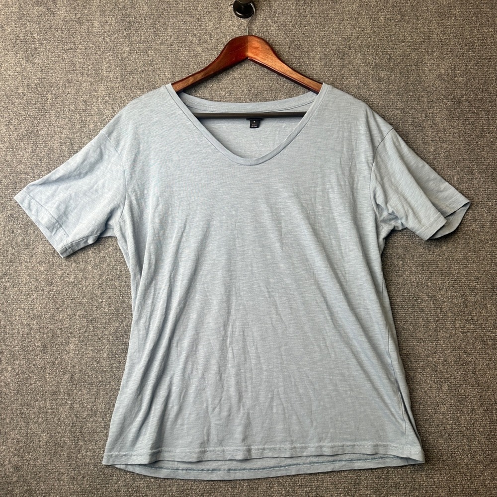 Patagonia V-Neck T-Shirt Mens Medium Blue Slub Knit Cotton Blend Casual 1794